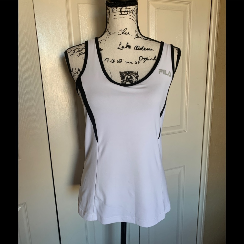 Fila White with Black Trim workout top